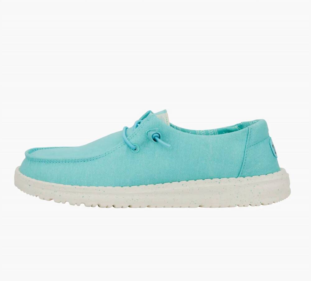 NEW HEY DUDE women's wendy stretch canvas shoes in turquoise